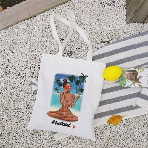 Canvas Tote Bag Female Handbags Beach Travel Eco Reusable Shopping Bag Ladies Casual Shopper Shoulder Big Shopper Bag