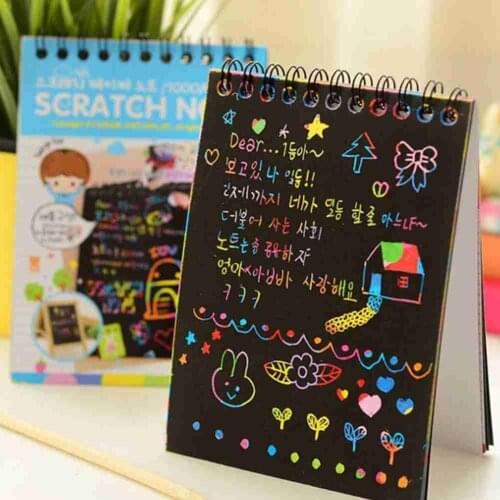 Scratch Book Colorful Dazzle Scratch Note Paper Graffiti DIY Coils Drawing Book Children Magic Art Doodle Drawing Board Toys