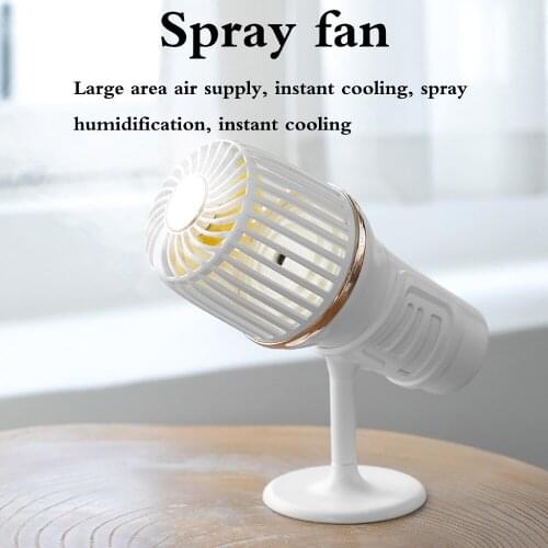 Creative Microphone Spray Fan USB Moisturizing Fan Portable Handheld Desktop Small Personal Rechargeable Fan Home Office Summer