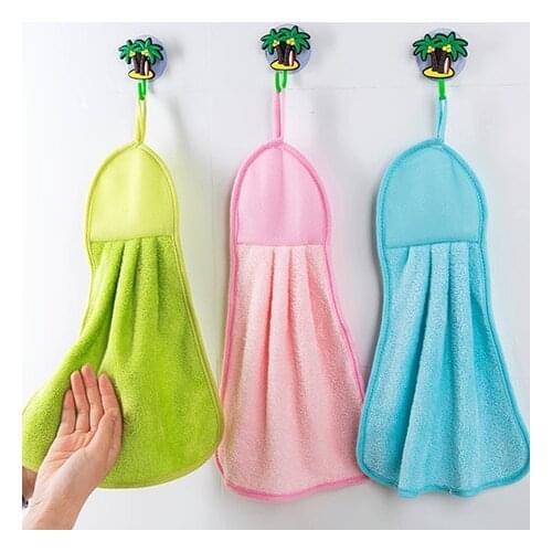Coral velvet kitchen towels Microfiber cleaning cloth Kitchen hang towel Soft absorbent hand towel