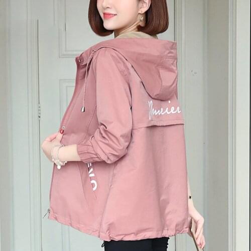 Womens Jacket And Coat Spring Autumn Korean style Loose Tops 2020 Female Casual Hooded Windbreaker Short Outwear And Lining 507