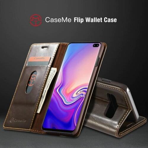 CaseMe Magnetic Wallet Case for Samsung Galaxy S10 Luxury Double Edge Card Flip Case for Galaxy S10e Note 8 9 S6 S7 S8 S9+ cases
