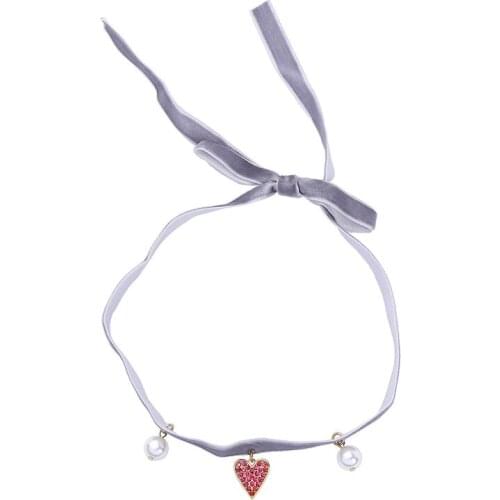 Fashion Best Seller High Quality Velvet Red Acrylic Neckalce For Women Wholesale Date Gift Heart Necklace