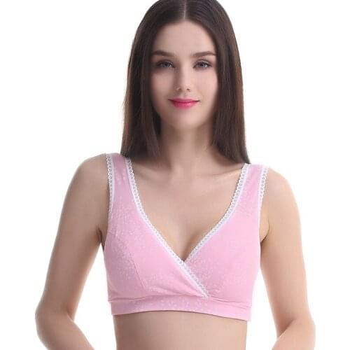 Pure Cotton Non-steel Ring Cross-type Breast-feeding Bra Vest Sleep Bra Closure Anti-drop Bra Plus Size