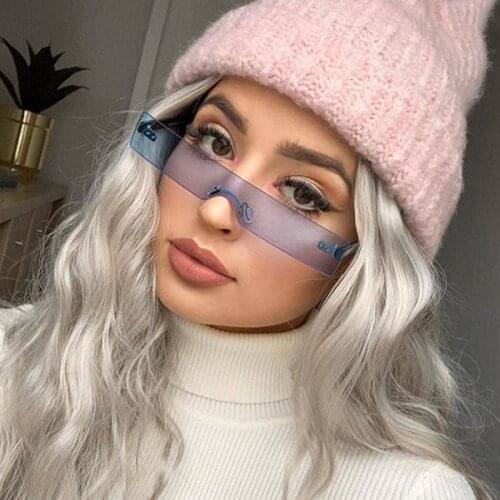 Vintage Rimless Square Sunglasses Women Fashion Brand Designer Sun Glasses For Female Ocean Blue Mirror Colorful Oculos De Sol