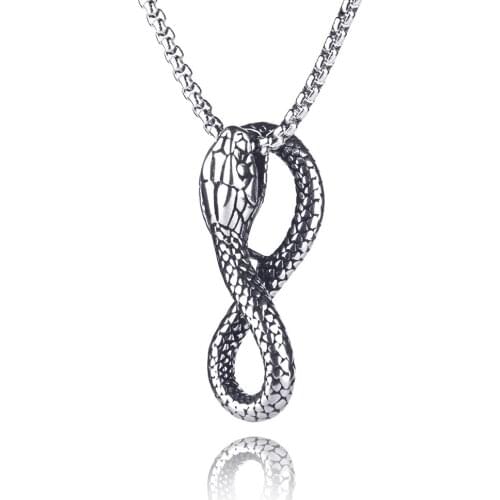 Snake Pendant Animal Necklace for men stainless steel amulet necklace punk Arabic numerals 8 Snakes Pendant maxi men jewelry