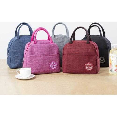 Portable Lunch Bags Waterproof Zipper Student Lunch Box Thermo Bag Office School Picnic Cooler Bag Thermal Insulated Storage Bag