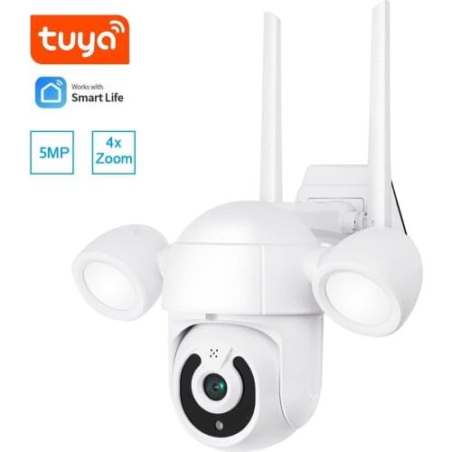 5MP Tuya Flood Lighting IP Camera Humanoid Trigger PTZ Wifi IP AI Auto Tracking 2-Way Audio Security CCTV Vedio Surveillance