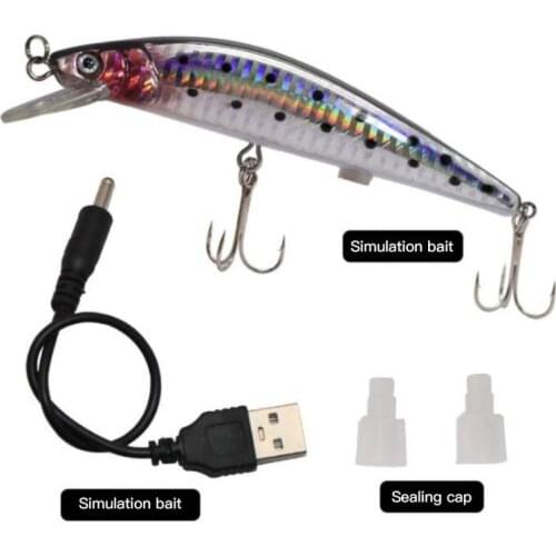 Fishing Lures Electric LED Light Artificial Vibration Fish Lure Night Fishing Professional Artificial Bait USB Rechargeable