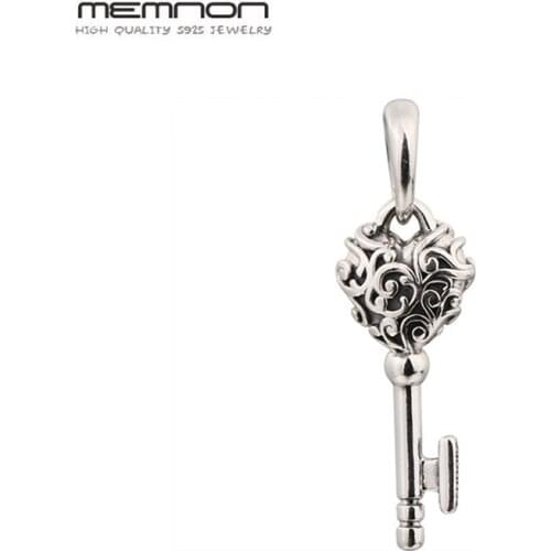 Memnon Regal KEY silver charms Fit 925 sterling silver Bracelets Necklaces DIY heart charms for fine jewelry making accessories