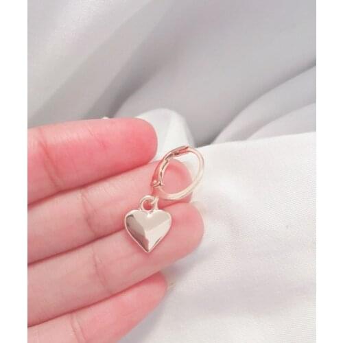 Super Cute Gold Color Plating Small Heart Charm Hoop Earrings For Women Girly Lovely Sweet Ear Decoration Jewelry Accessory