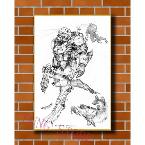 K023 Science Fiction Mech Warrior Robot Monster Originality Custom Silk Poster Home Deco Wall Art Christmas Gift