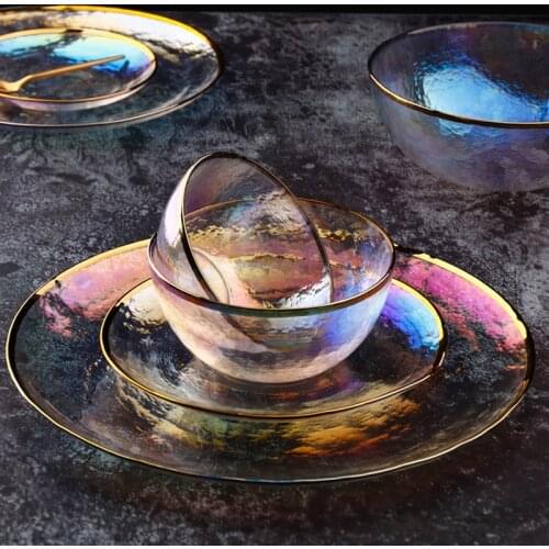 Glass Plate Fruit and Vegetable Salad Bowl Steak Sushi Dish Soup Bowl Restaurant Hotel Service Supplies Kitchen Table Decoration