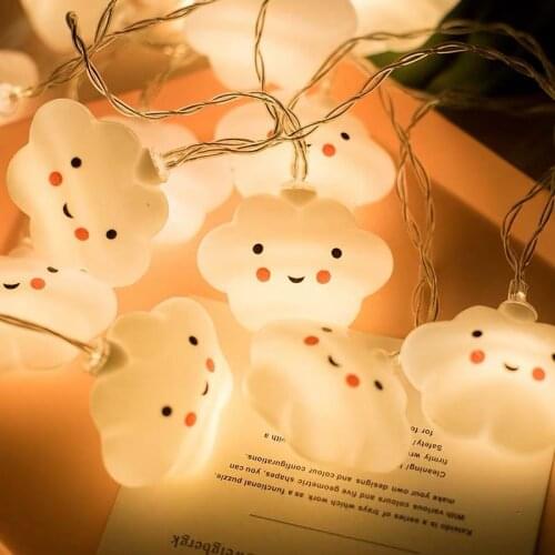 LED Creative New Cloud Smile Stars Battery Powered String Lights for Christmas Kids Room Home Party Celebration Decoration