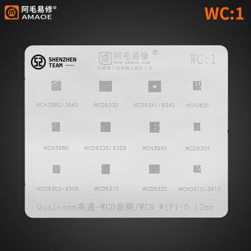 AMAOE Stencil WC:1 For WCN3680 WCD9330 WCD9341 WCN3620 WCN3980 WCD9335 WCD9304 WCD9302 WCD9320 WCN3615 Reballing Stencil IC