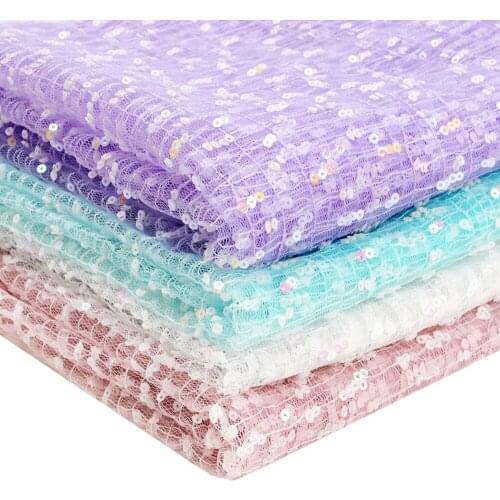 Sequin Tulle Fabric By The Yard Shiny Solid Cloth Sheet Gauze Fabric For Sewing Dress Making Materials Home Textile 90*150cm 1pc