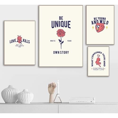 Vintage Free Spirit The Mountain Posters and Prints Wall Picture Be Unique Quote Nursery Art Canvas Painting Home Wall Art Decor