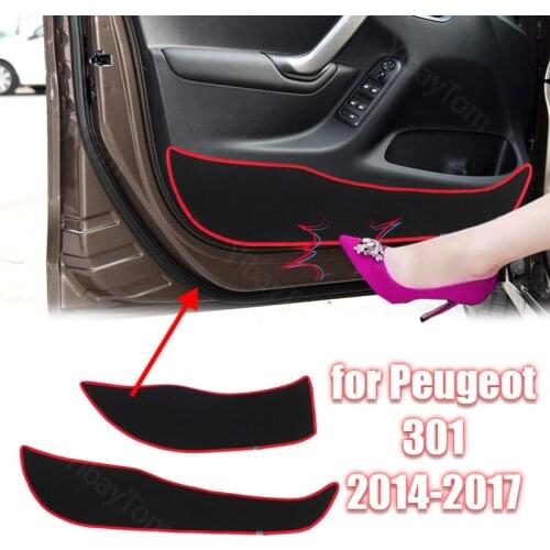 High Quality Side Edge Guard Polyester Carpet Accessories for Peugeot 301 2014-17 Protective Mat Car Door Anti Kick Pad Sticker