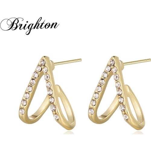 Brighton 2021 Womens Unusual Bijou Stud Earrings Luxury Crystal Geometric Alloy Brincos New Trendy Jewelry Wedding Party Gift