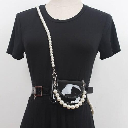 SeeBeautiful Metal Pin Buckle Long Man-made Pearl Chain Removable Small Bag Belt Woman Summer 2021 New Fashion All Match E496