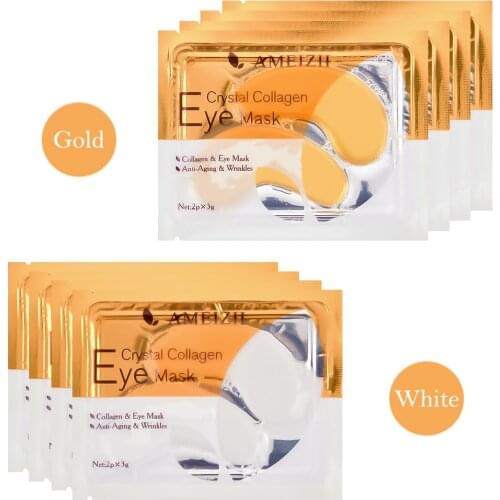 1pair 24k Gold Crystal Collagen Eye Masks Dark Circles Remove Moisturizing Eye Care Patches Ageless Gel Mask Eyes Pads Wholesale