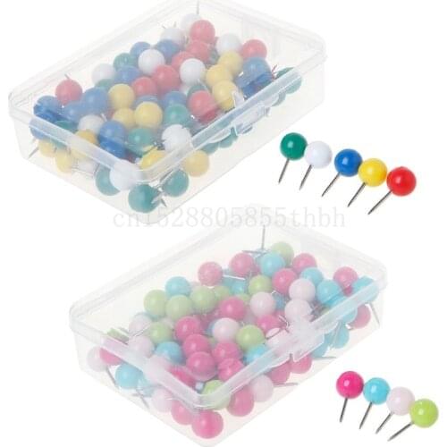 100 Pcs Colorful Assorted Push Pins Drawing Cork Board Nails Photo Wall Office School Supplies