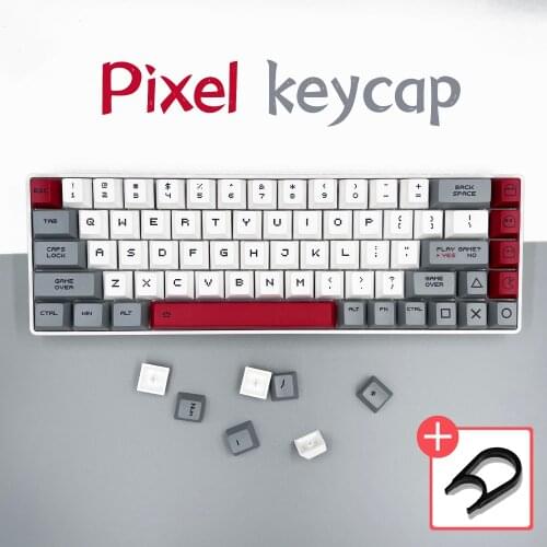 Pixel theme keycap red and white machine cherry height pbt material dye sublimation compatible 60/87/104/108 mechanical keyboard