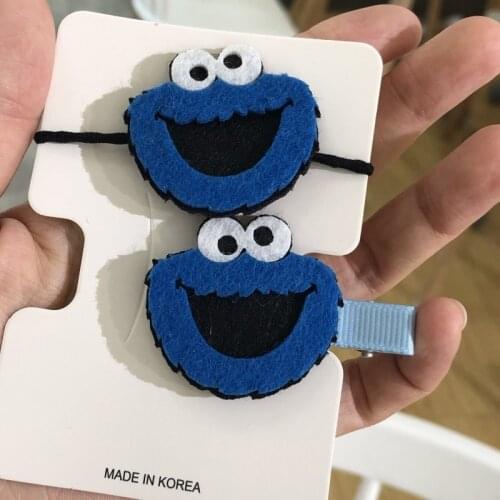 2pcs Fabric Hair Clip Hairband Girl Ponytail Band Elastic Rubber Metal Barrette Elmo Hairpin Hair Rope Baby Hair Accessory Gift