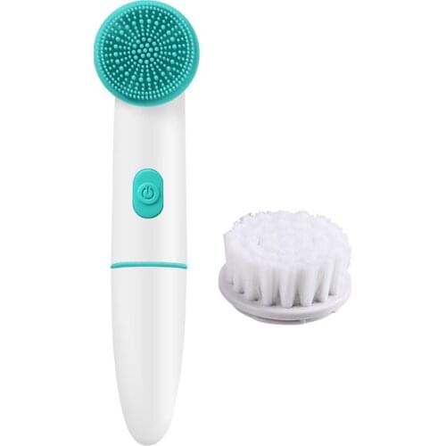 2 In 1 Electric Silicone Wash Face Cleansing Brush Vibration Massage Face T Zone Deep Clean Remove Exfoliating Skin Care Tools