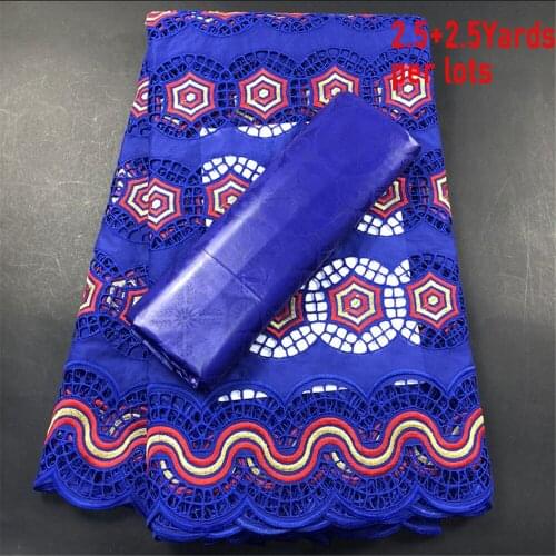 2021 High Quality African Lace Fabric Embroidery Swiss French Tulle Pure Cotton 2.5+2.5yards Wedding Party Dress Guipure CP013