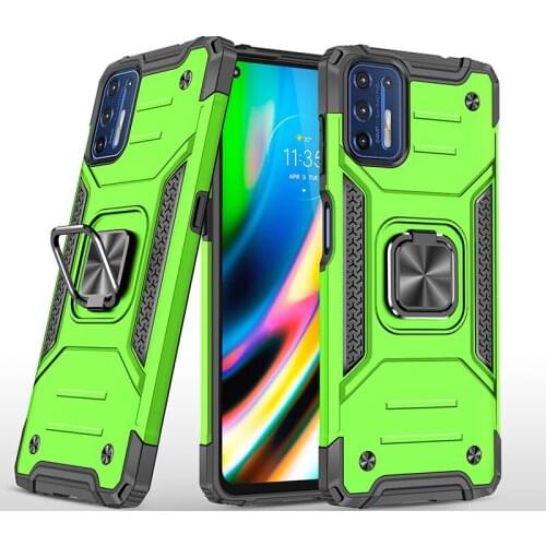 2021 Armor Shockproof Case for Motorola Moto G9 Plus G9+ G 9+ Military Protection Bumper Defender Magnet Car Holder Ring Case Co