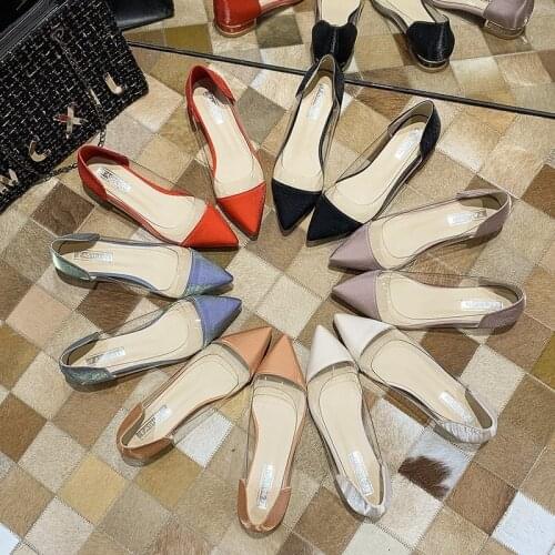 Fashion Women Shoes With Low Heel Slip-On Pointed Toe Pumps Woman 2021 New Casual Girls Transparent Square Heels Work Shoe