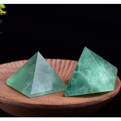 4cm 100% Natural rock green fluorite quartz crystal aura pyramid treatment