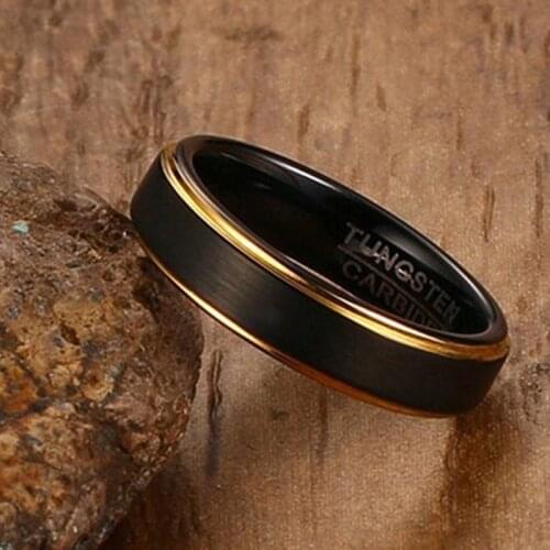 5MM/3MM Tungsten Rings for Men Black Yellow Wedding Engagement Rings Accessories Jewelry