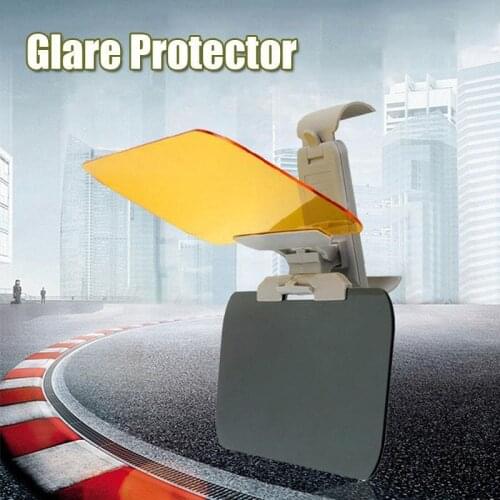 Glare Protector 2 in 1 Car Sun Visor HD Anti Sunlight Dazzling Goggle Day Night Vision Driving Mirror UV Fold Flip Down for Clea