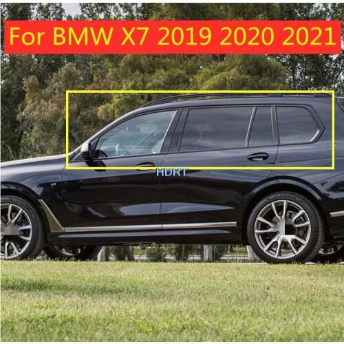 Stainless Steel Car Door Full Window Frame Window Sill Molding Trim Cover For BMW X7 2019 2020 2021 12pcs (silver / black))