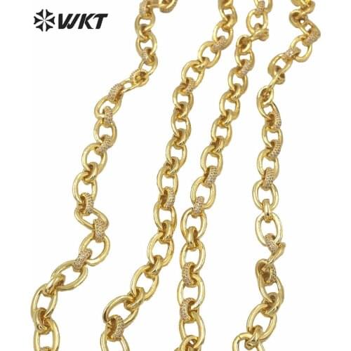 BC142 Fashion Gold Color Jewelry Findings Chain Factory Directly Sale Gold Electroplated O Link Chain Jewelry Findings With CZ