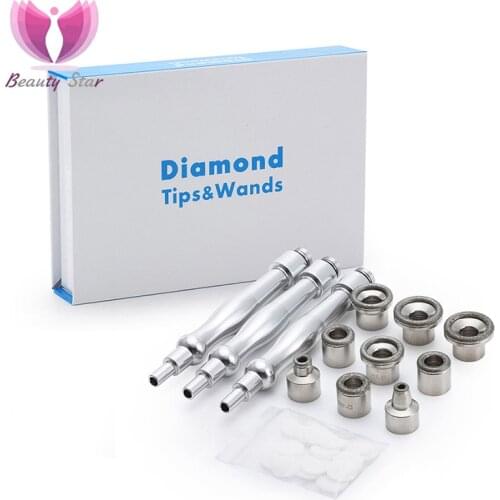 Beauty Star Diamond Microdermabrasion 9 Tips 3 Wands Dermabrasion Facial Skin Peeling Blackhead Remover Face Skin Care Salon