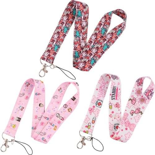 Cartoon Cute Pink Style Keychain Lanyard For Keys ID Badge Holder Mobile Phone Straps Webbing Ribbon Nurse Doctor Gifts