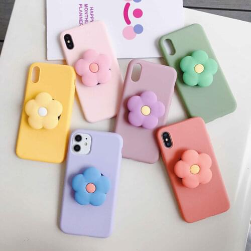 Cute Korea Flower Bracket Case for Oneplus 9 8 Pro 7T 7 6T 6 One Plus 5T 5 3T 3 Nord Stand Holder TPU Back Cover