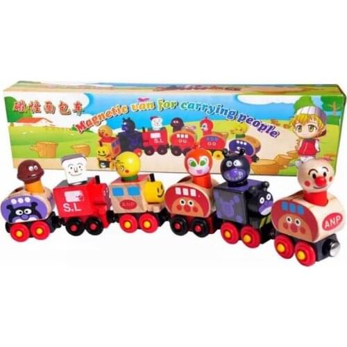 Wooden Toy Magnetic 6 PCS Small train cars Vans educational toys Lorry Track Railway Vehicles Diecast Toy