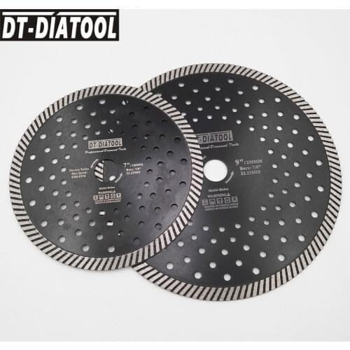 DT-DIATOOL 2pcs/pk Diamond Narrow Turbo Multi Hole cutting Disc Circular Saw Blade for Granite Marble Dia 180mm+230mm