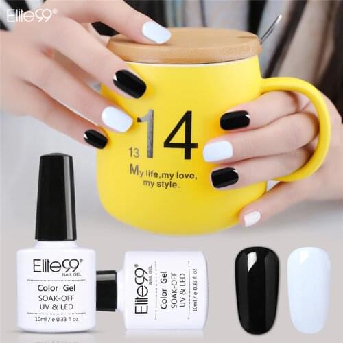 Elite99 10ML UV Gel Nail Polish LED UV Lamp Gel Lacquer Gel Polish Black White Semi Permanent Gel Varnish Nail Primer Base Top