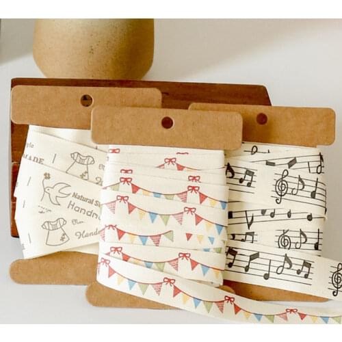 5Yards Handmade Printed Cotton Ribbon DIY Cute Owl Colored Flag Gift Wrap Ribbon Party Sewing Clothing Sewing Supplies Fabric