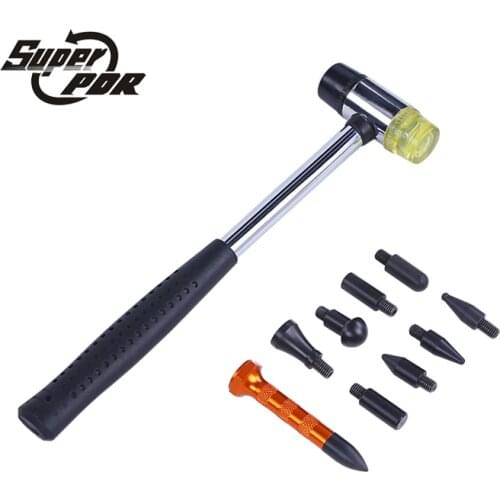 Super PDR Paintless Dent Repair Tools Shop - High Quality Dent Removal PDR Tools Gold Tap Down Pen With 9 Heads Rubber Hammer