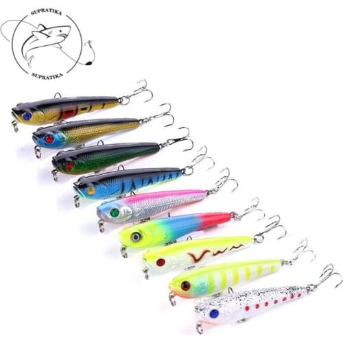 9pcs 7cm/6.5g Artificial Pencil Simulation Plastic Hard Bait 3D Eyes Wobblers With Sharp Hook Durable Bionic Bait Anti-corrosion