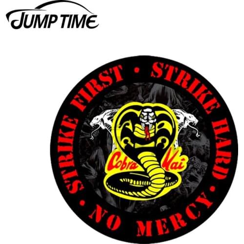 JumpTime 13 x 13cm For Karate Kid Cobra Kai Strike First Decoration Car Stickers Windows Decal Sunscreen Waterproof For VAN RV