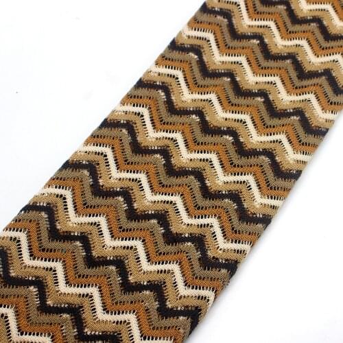 Dress Lace Fabrics Zig Zag Knitting Wave Striped Lace 1 Meter Crochet Mesh Fabric Diy Garment Cloth 150CM Wide