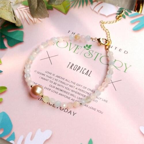 Lii Ji Multi-Color Morganite Purple Pink Freshwater Pearl Adjustable Bracelet 18+5cm