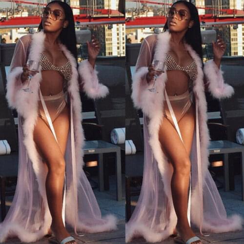 Meihuida Women Sexy Lingerie Perfect Robes Gown See-through Mesh Sheer Long Robe Nightwear Bathrobe Babydoll Nightwear Sleepwear